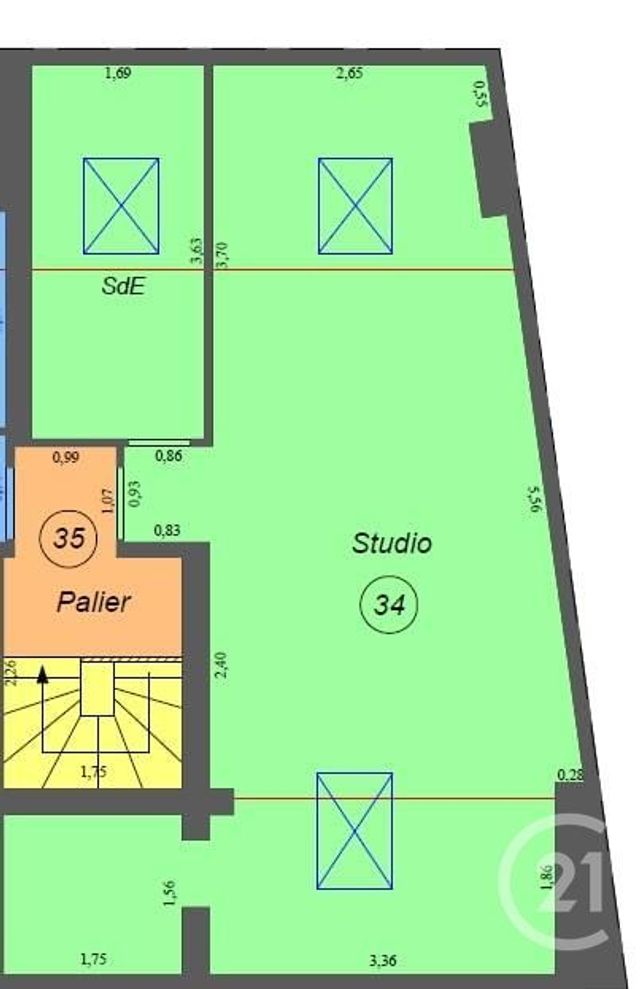 Appartement F2 à vendre - 2 pièces - 26.1 m2 - PANTIN - 93 - ILE-DE-FRANCE - Century 21 Flandre Crimée